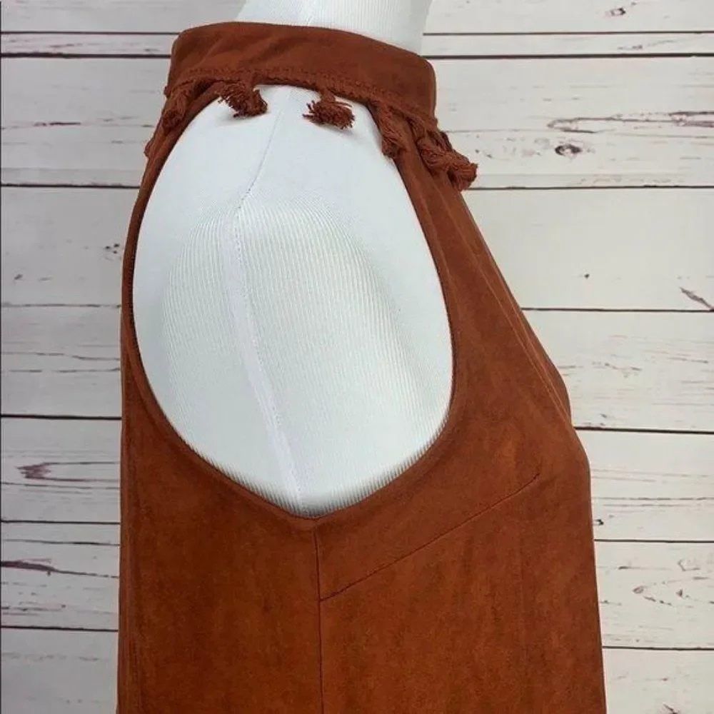 Entro Brown Suede Tassel Choker Collar Small Dress‎
